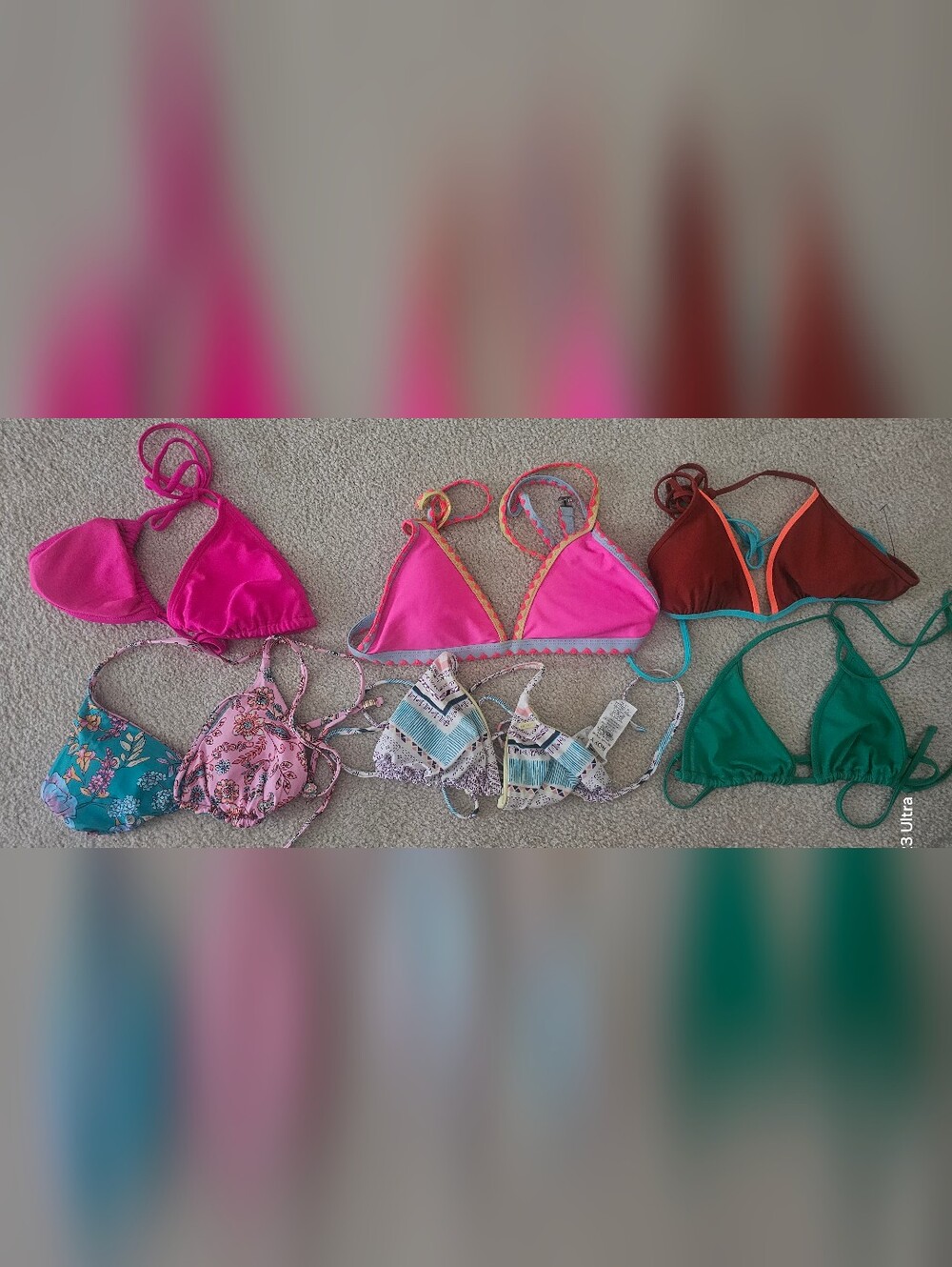 6Assorted swimwear tops features various styles including triangle Styles Size M - Picture 9 of 9